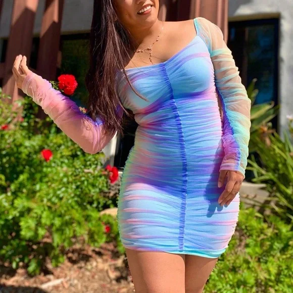 turtle neck bodycon dress Mikayla Pastel Purple Sweetheart Wrap Slit Bodycon Dress